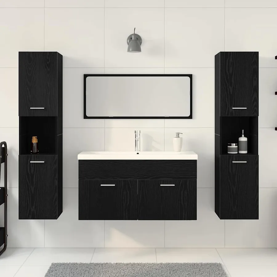 Ensemble de mobilier de salle de bain 4 pcs Chêne noir - 4
