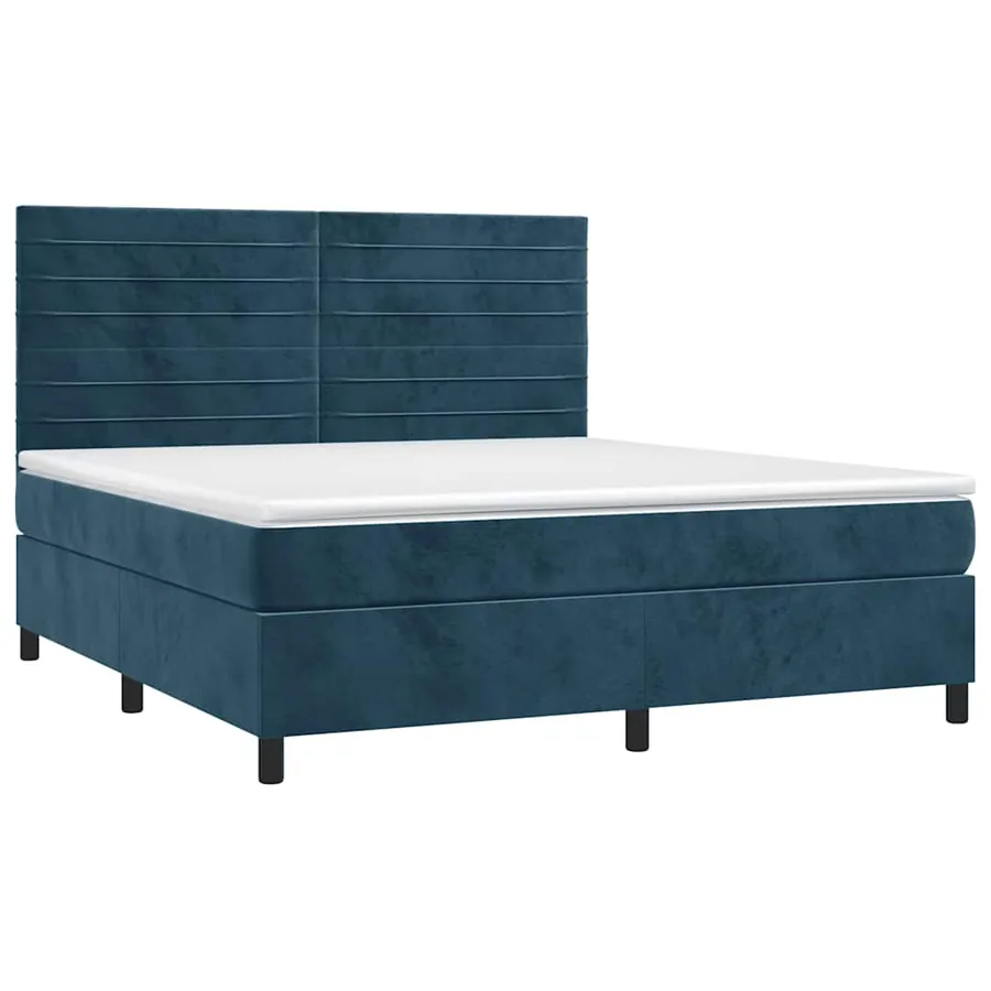 Sommier à lattes de lit avec matelas LED Bleu foncé 180x200 cm - 3