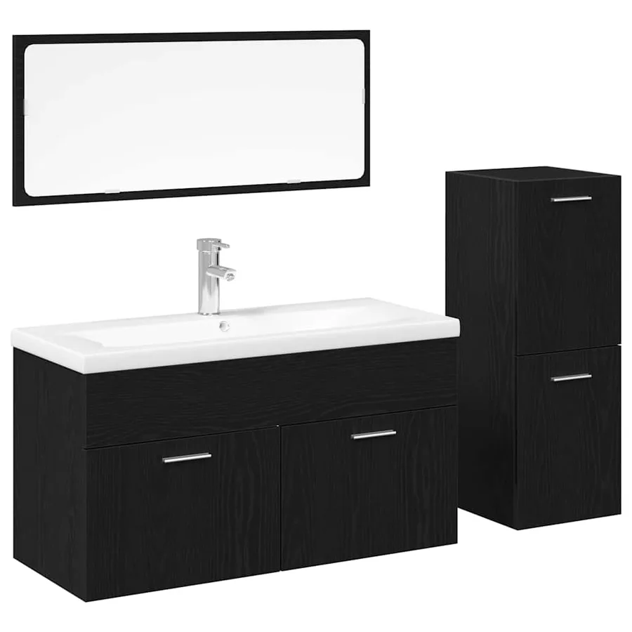 Ensemble de mobilier de salle de bain 4 pcs Chêne noir - 2