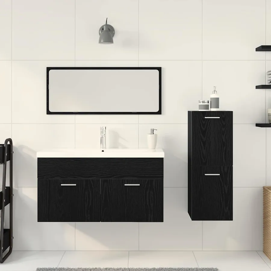 Ensemble de mobilier de salle de bain 4 pcs Chêne noir - 4