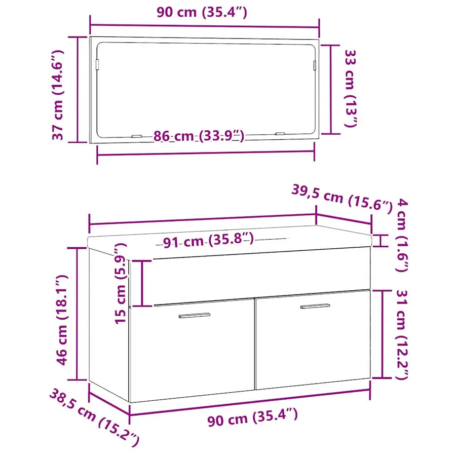 Ensemble de mobilier de salle de bain 3 pcs Chêne noir - 12
