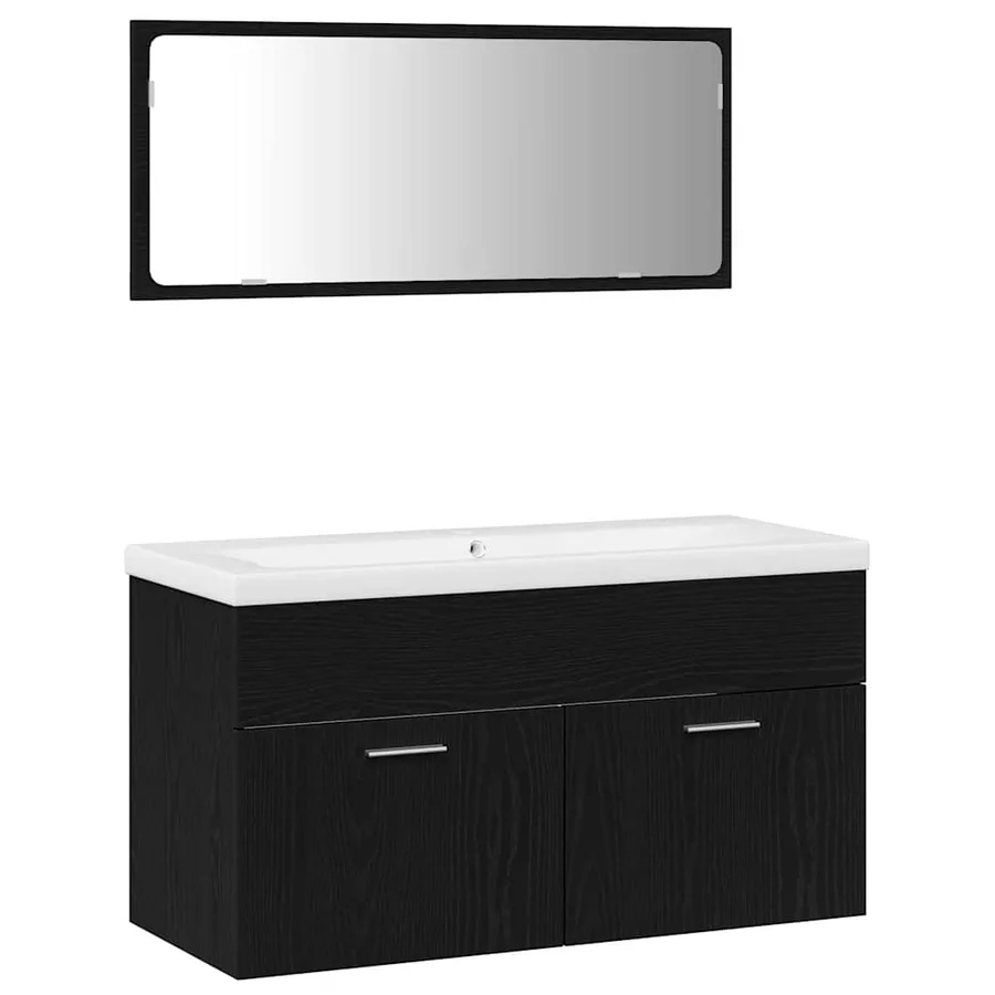 Ensemble de mobilier de salle de bain 3 pcs Chêne noir - 2