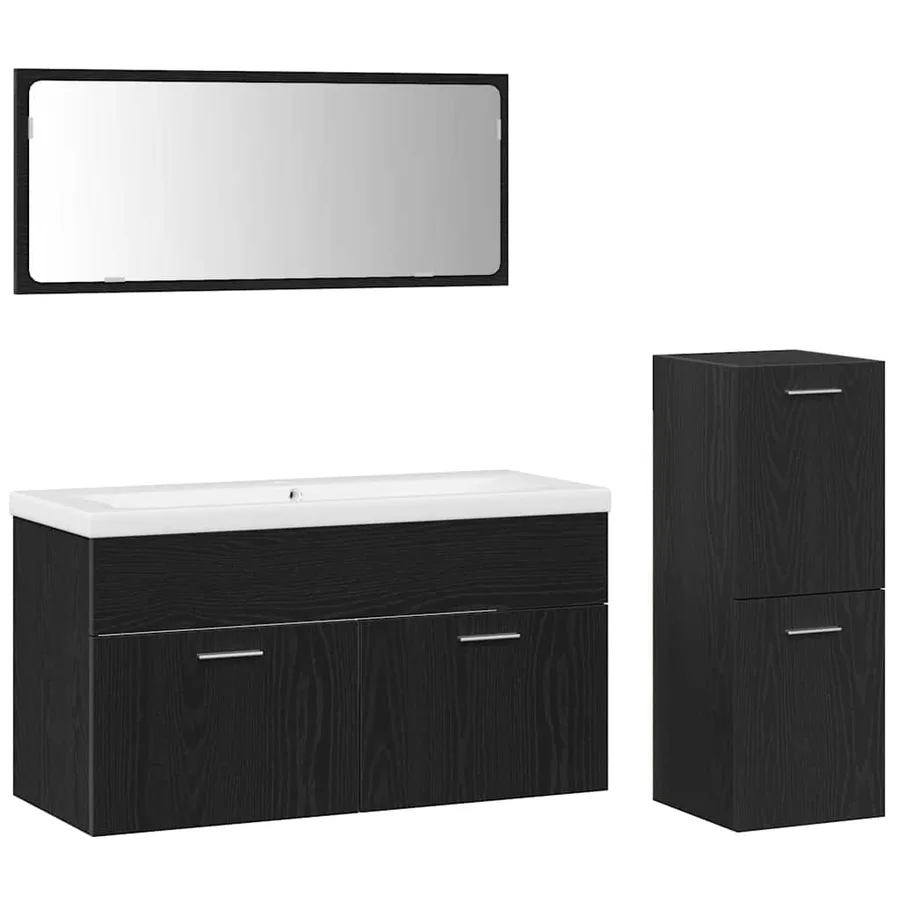 Ensemble de mobilier de salle de bain 4 pcs Chêne noir - 2