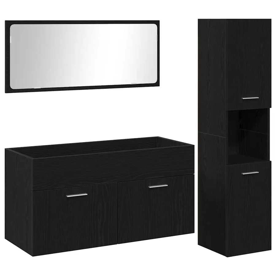 Ensemble de mobilier de salle de bain 3 pcs Chêne noir - 2