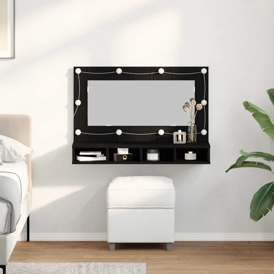 Armoire Miroir Chêne noir 90 x 31,5 x 62 cm Bois d'ingénierie