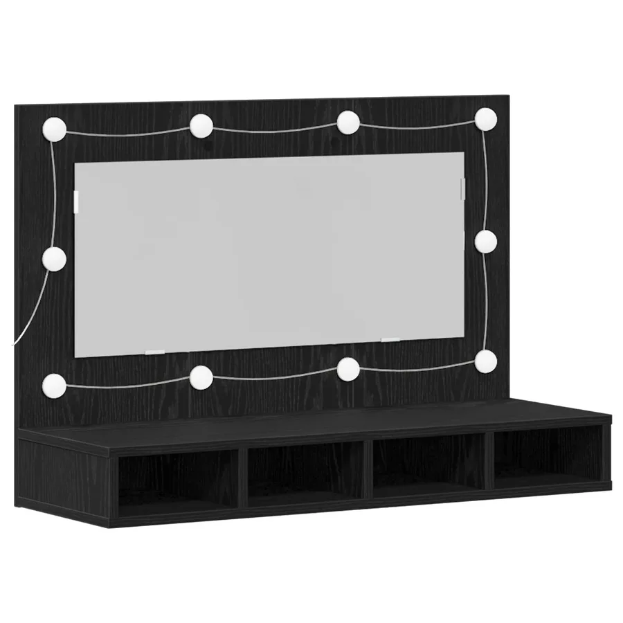 Armoire Miroir Chêne noir 90 x 31,5 x 62 cm Bois d'ingénierie - 2