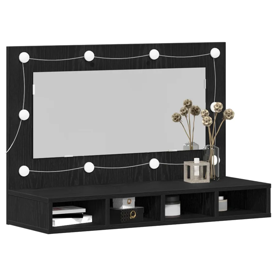 Armoire Miroir Chêne noir 90 x 31,5 x 62 cm Bois d'ingénierie - 3