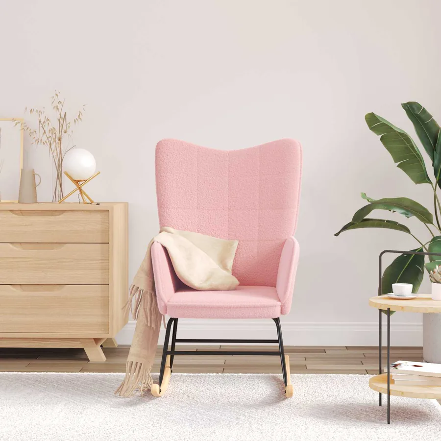 Chaise à bascule Rose Tissu Sherpa