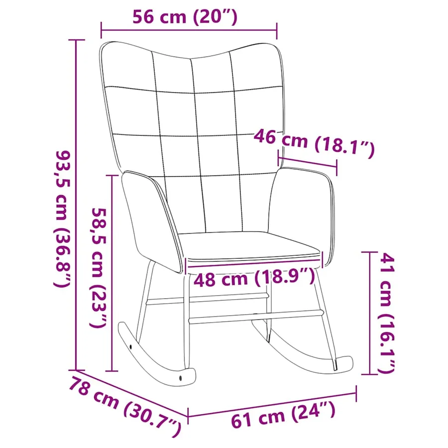 Chaise à bascule Rose Tissu Sherpa - 8
