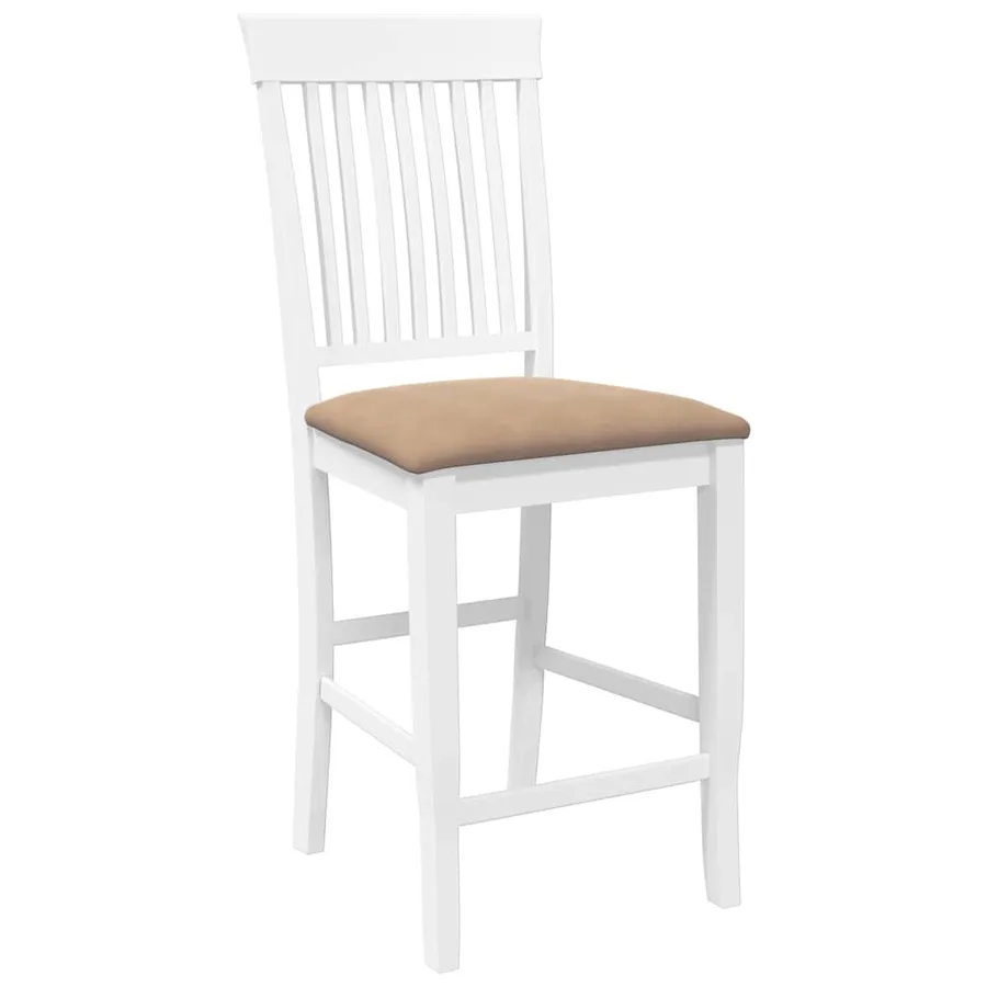 Tabourets de bar avec coussins (lot de 2) en bois massif blanc et caoutchouc - 4