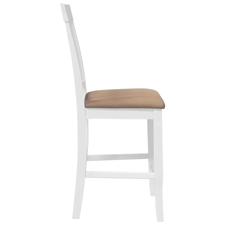 Tabourets de bar avec coussins (lot de 2) en bois massif blanc et caoutchouc - 6