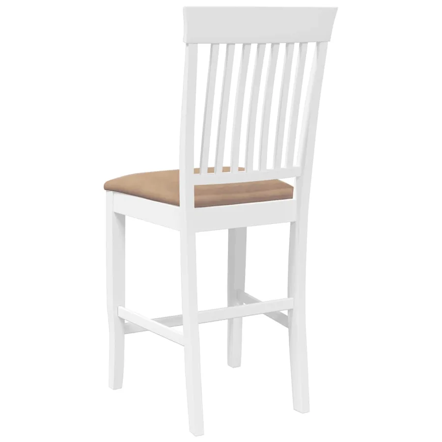 Tabourets de bar avec coussins (lot de 2) en bois massif blanc et caoutchouc - 7