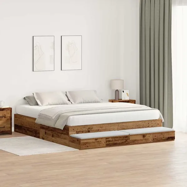 Cadre de lit avec rangement avec tiroir Bois Ancien 180 cm
