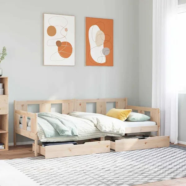 Lit de jour avec tiroirs sans matelas 80x200 cm bois massif