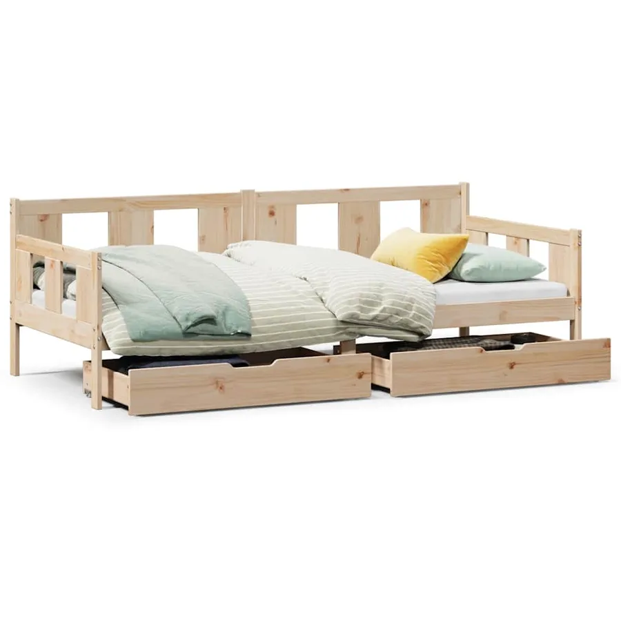 Lit de jour avec tiroirs sans matelas 80x200 cm bois massif - 2