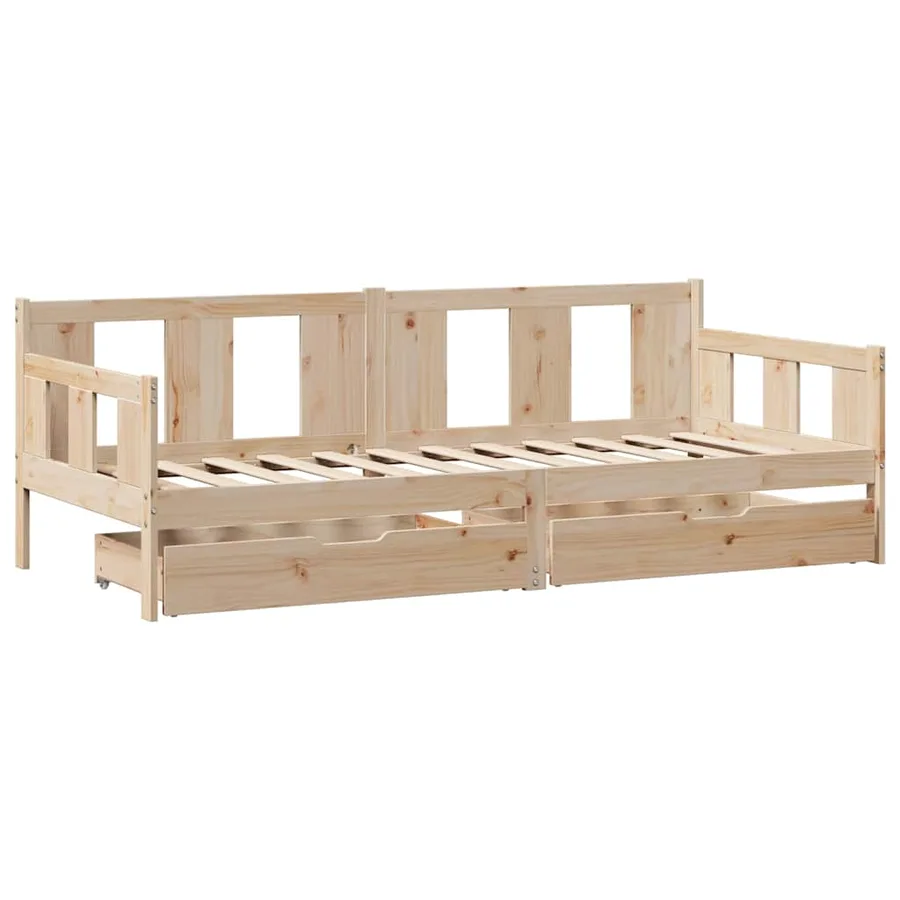 Lit de jour avec tiroirs sans matelas 80x200 cm bois massif - 3