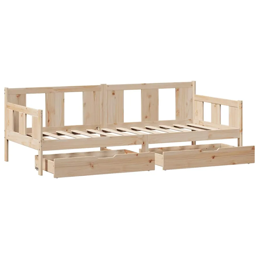 Lit de jour avec tiroirs sans matelas 80x200 cm bois massif - 9