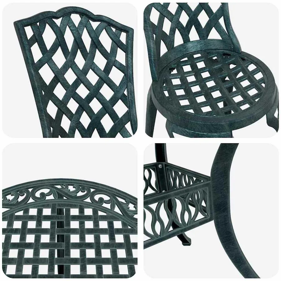 Ensemble de salle à manger pour jardin 5 pcs Vert Aluminium - 11