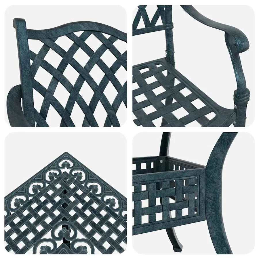Ensemble de tables de jardin 5 pcs Vert Aluminium coulé - 11