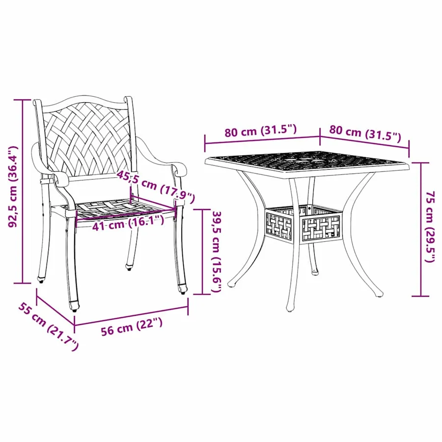 Ensemble de tables de jardin 5 pcs Vert Aluminium coulé - 13