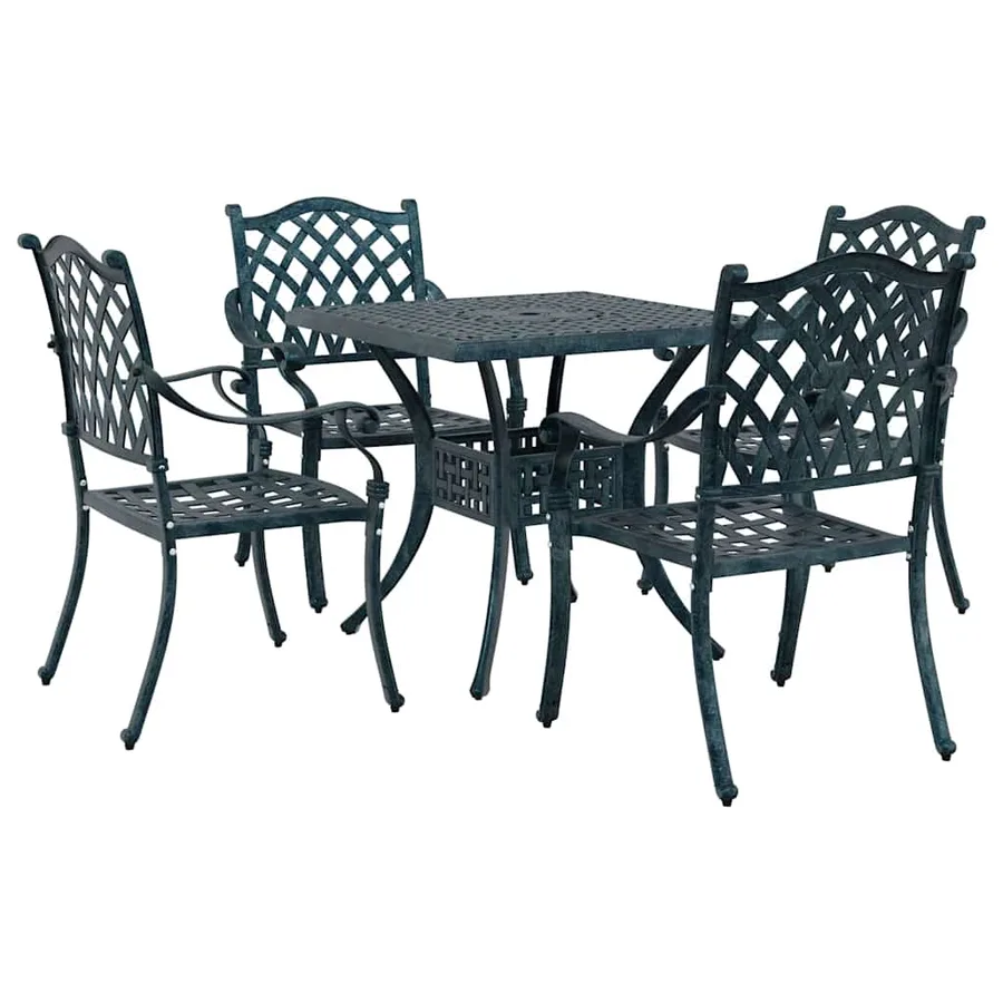 Ensemble de tables de jardin 5 pcs Vert Aluminium coulé - 2
