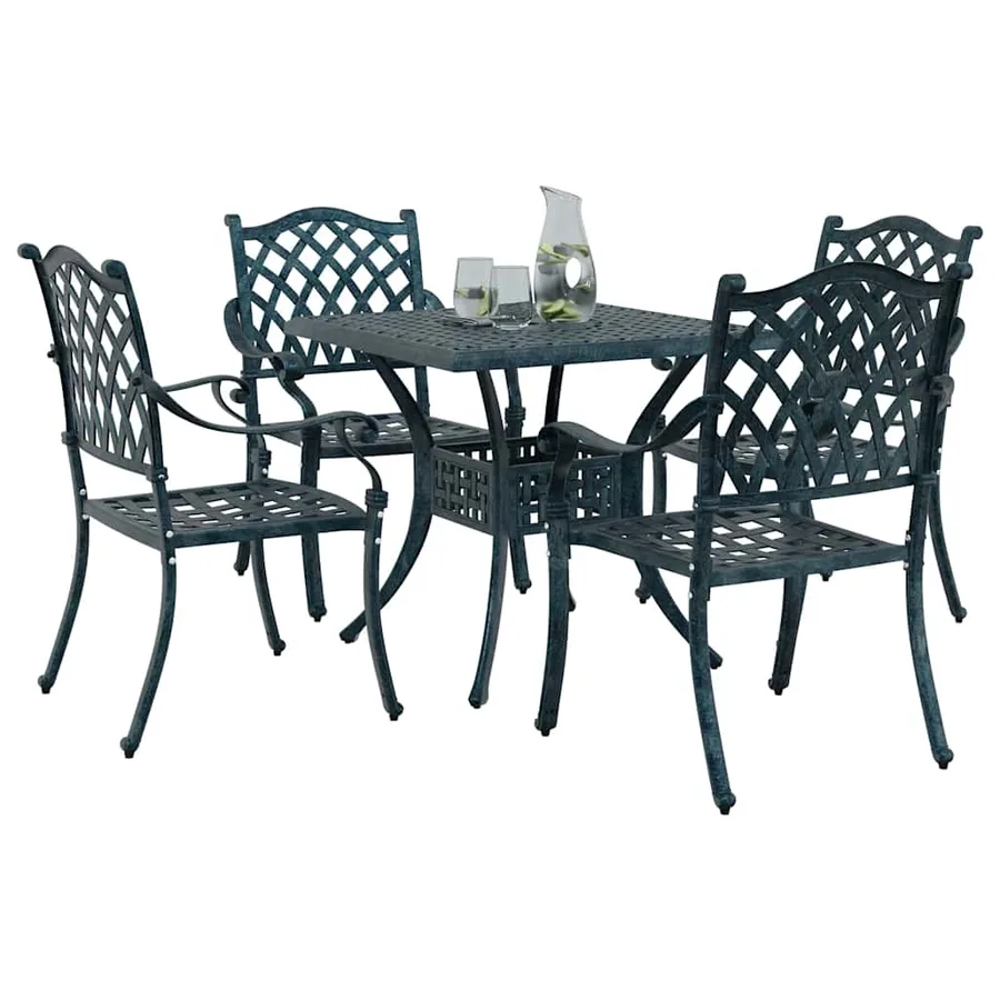 Ensemble de tables de jardin 5 pcs Vert Aluminium coulé - 3