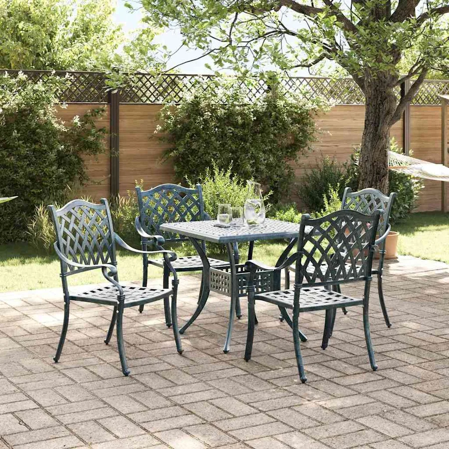Ensemble de tables de jardin 5 pcs Vert Aluminium coulé - 4