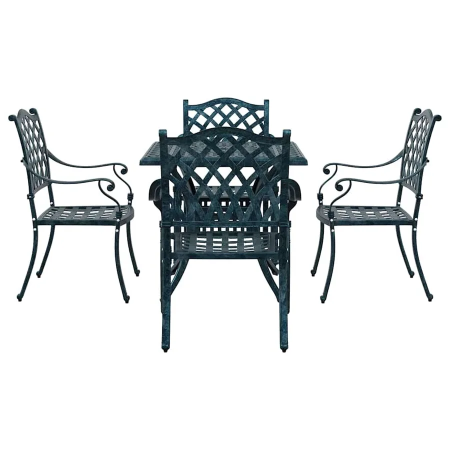 Ensemble de tables de jardin 5 pcs Vert Aluminium coulé - 7