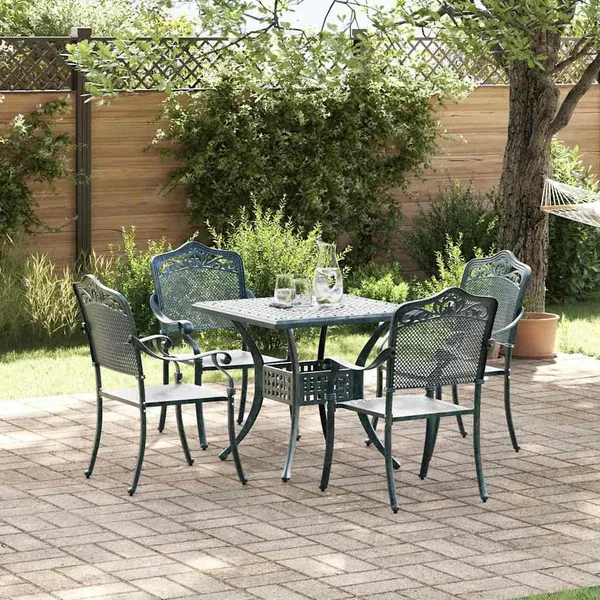 Ensemble de tables de jardin 5 pcs Vert Aluminium coulé