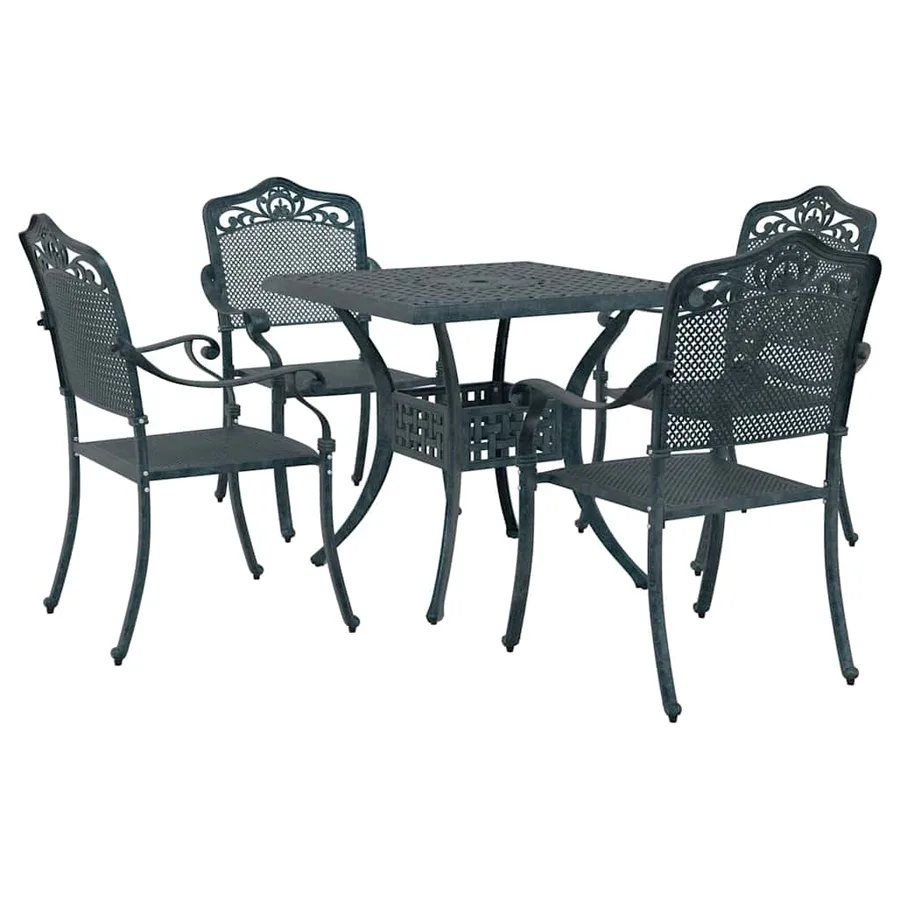 Ensemble de tables de jardin 5 pcs Vert Aluminium coulé - 2