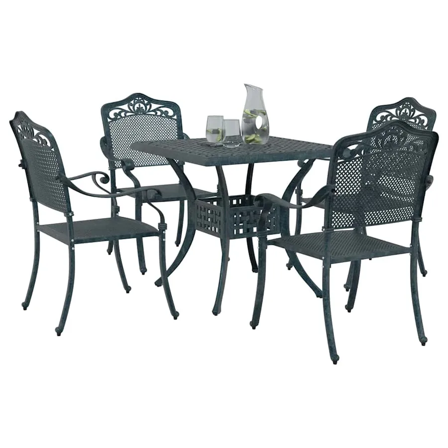Ensemble de tables de jardin 5 pcs Vert Aluminium coulé - 3