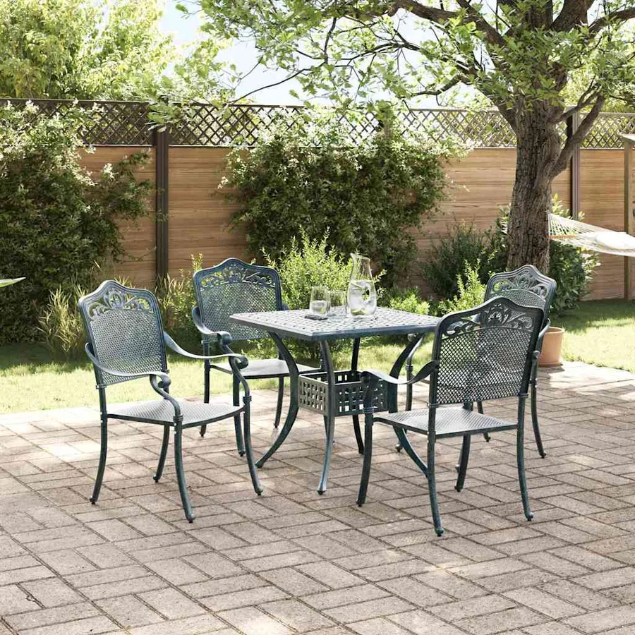 Ensemble de tables de jardin 5 pcs Vert Aluminium coulé - 4