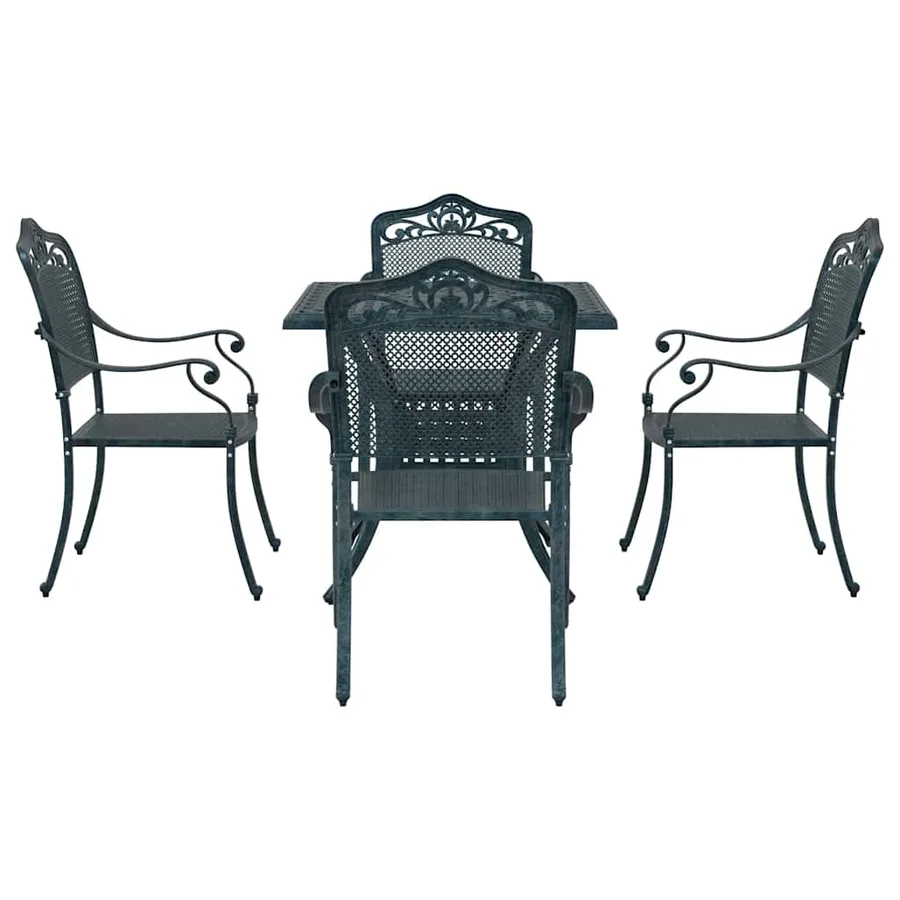 Ensemble de tables de jardin 5 pcs Vert Aluminium coulé - 7