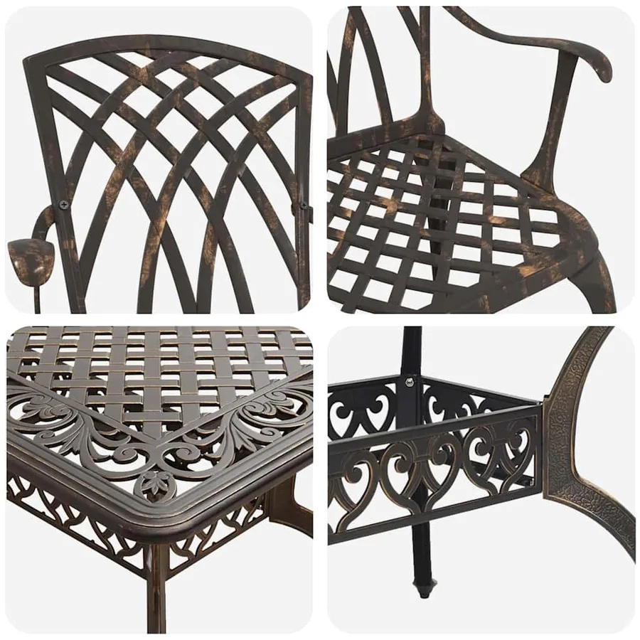 Ensemble de salle à manger pour jardin 7 pcs Bronze Aluminium - 11