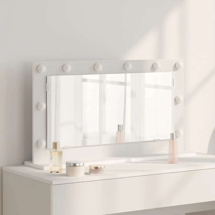 Miroir de vanité Blanc 80 x 45 x 18 cm Verre et bois composite