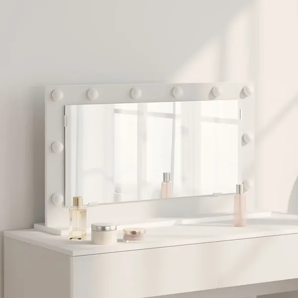 Miroir de vanité Blanc 80 x 45 x 18 cm Verre et bois composite