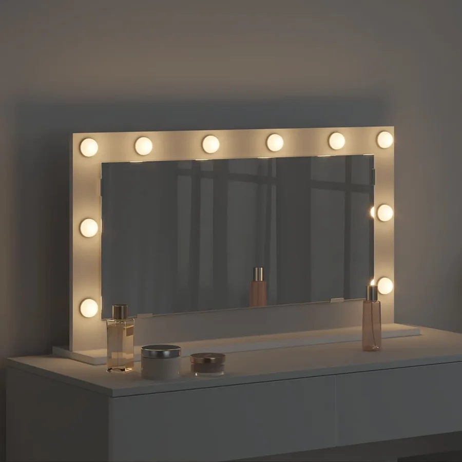 Miroir de vanité Blanc 80 x 45 x 18 cm Verre et bois composite - 3