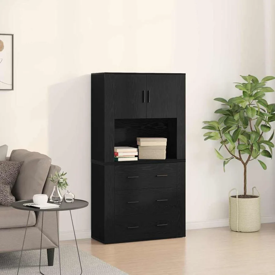 Haut Armoire Chêne noir 80 x 33 x 150 cm Bois d'ingénierie