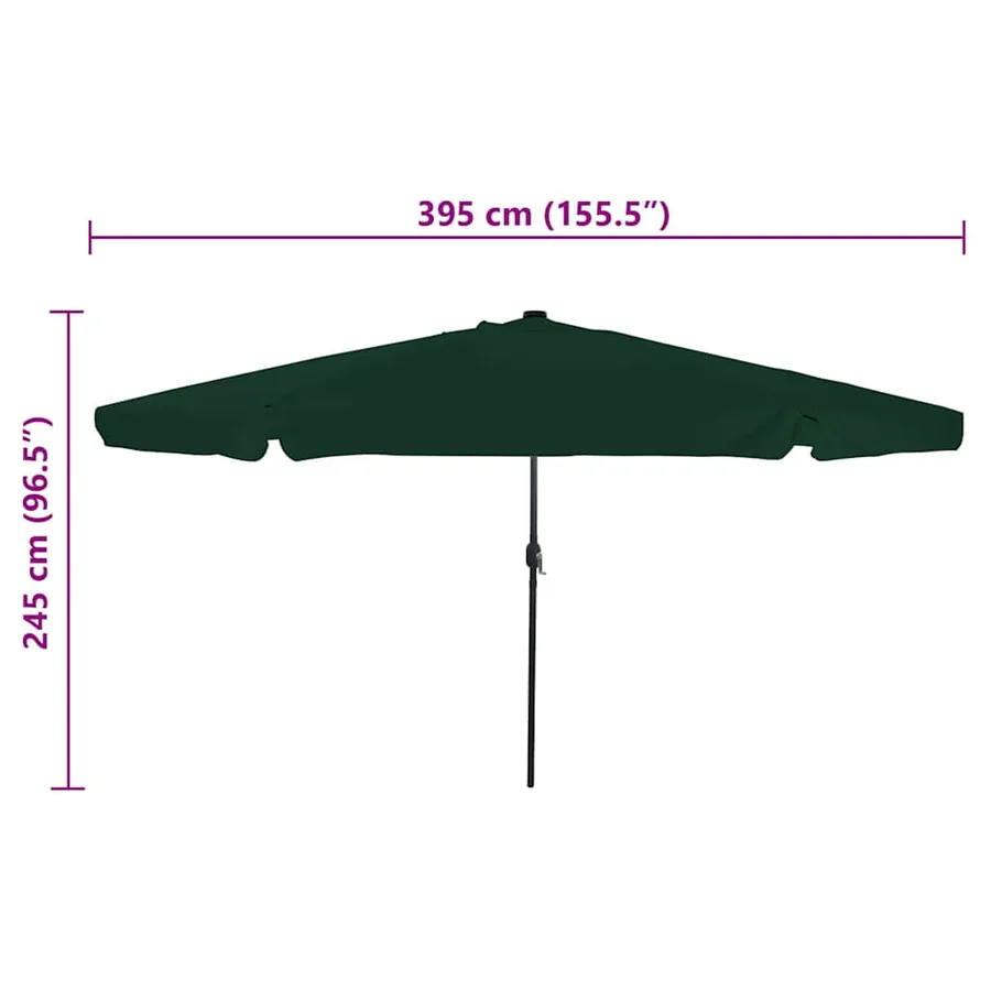 Parasol de jardin Vert 395 x 395 x 245 cm Polyester - 6