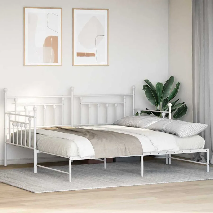 Cadre de lit de jour Blanc 100 x 190 cm Acier - 3