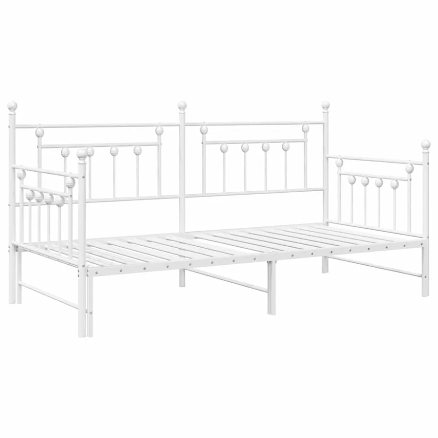 Cadre de lit de jour Blanc 100 x 190 cm Acier - 4