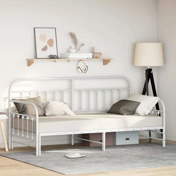 Cadre de lit de jour Blanc 107 x 203 cm Acier enduit de poudre