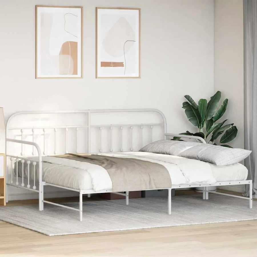 Cadre de lit de jour Blanc 107 x 203 cm Acier enduit de poudre - 3