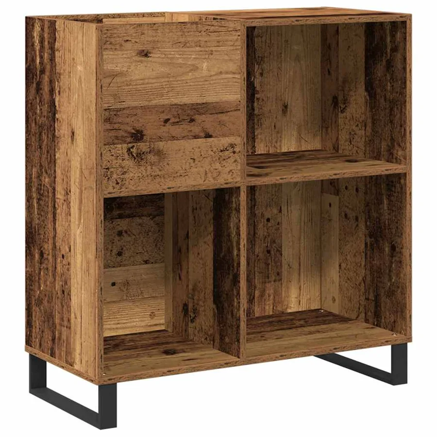 Meuble à vinyles avec étagère Bois ancien 84,5 x 38 x 89 cm - 2