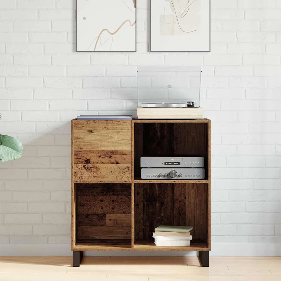 Meuble à vinyles avec étagère Bois ancien 84,5 x 38 x 89 cm - 4