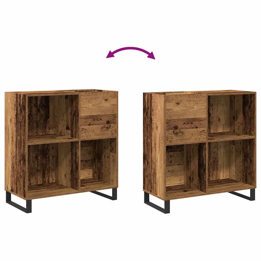 Meuble à vinyles avec étagère Bois ancien 84,5 x 38 x 89 cm - 9