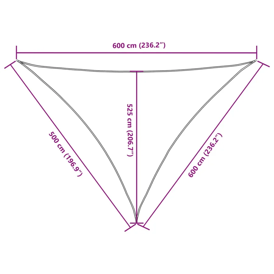 Voile de parasol tissu oxford triangulaire 5x6x6 m rouge - 10