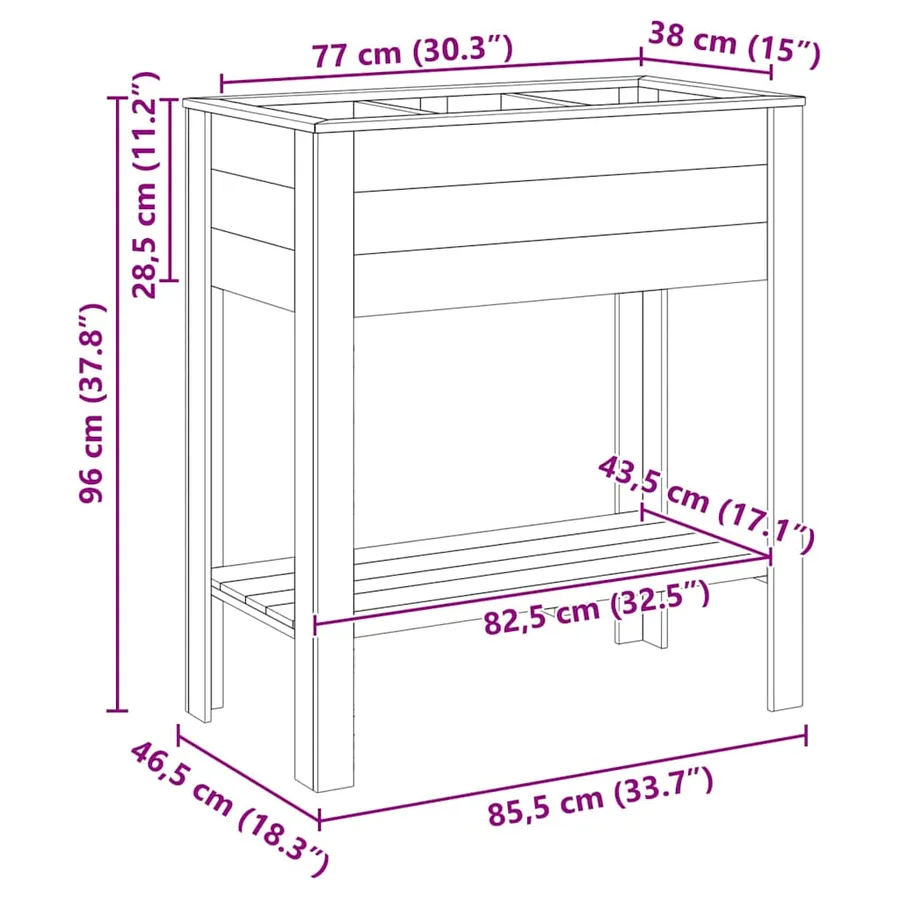 Jardin haut Marron 85,5 x 46,5 x 96 cm Pinède imprégnée - 9