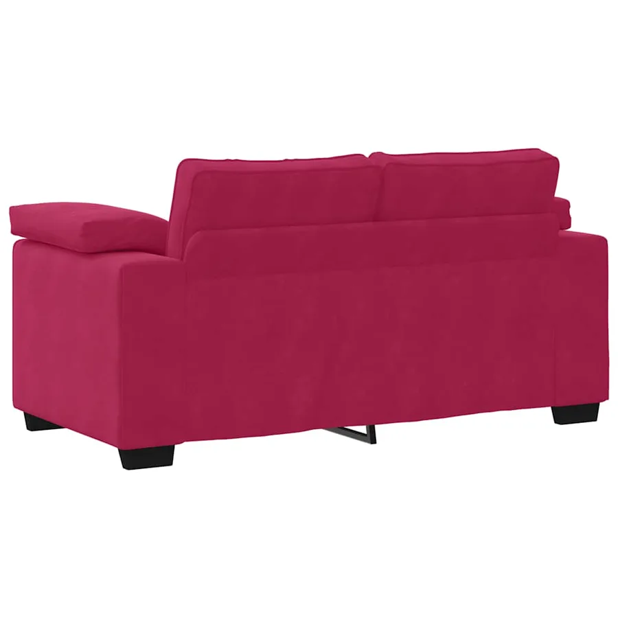 Canapé deux places rouge bordeaux 160 x 77 x 82 cm velours - 6
