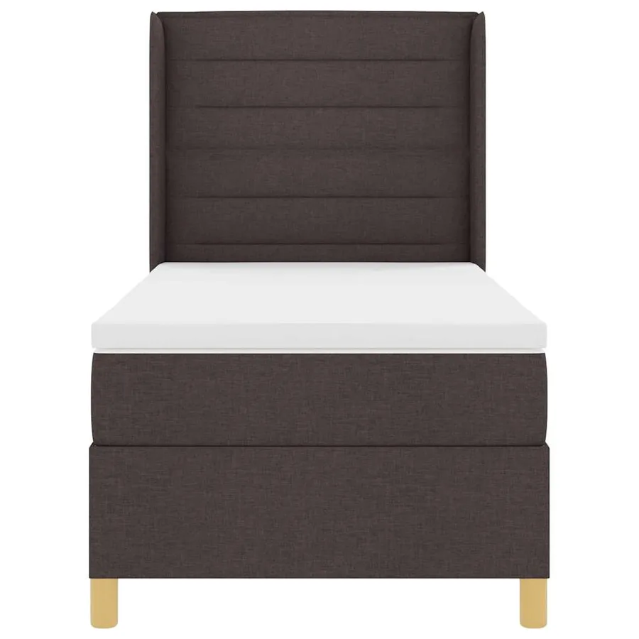 Lit à ressorts avec matelas Marron foncé 100 x 200 cm tissu - 6
